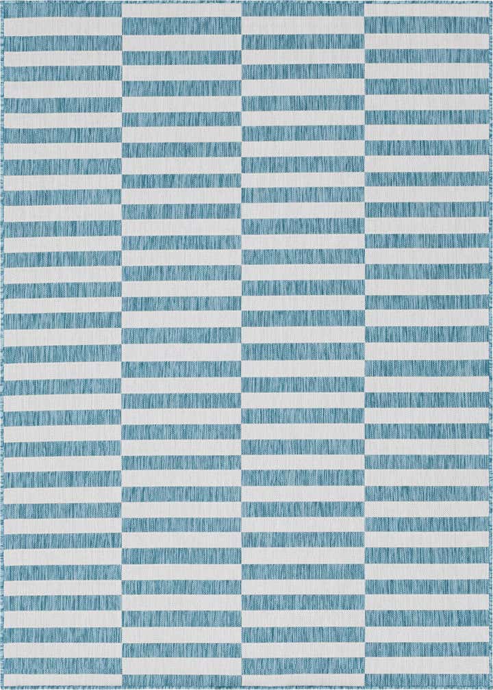 7' x 10' Easy-Clean Striped Indoor / Outdoor Rug