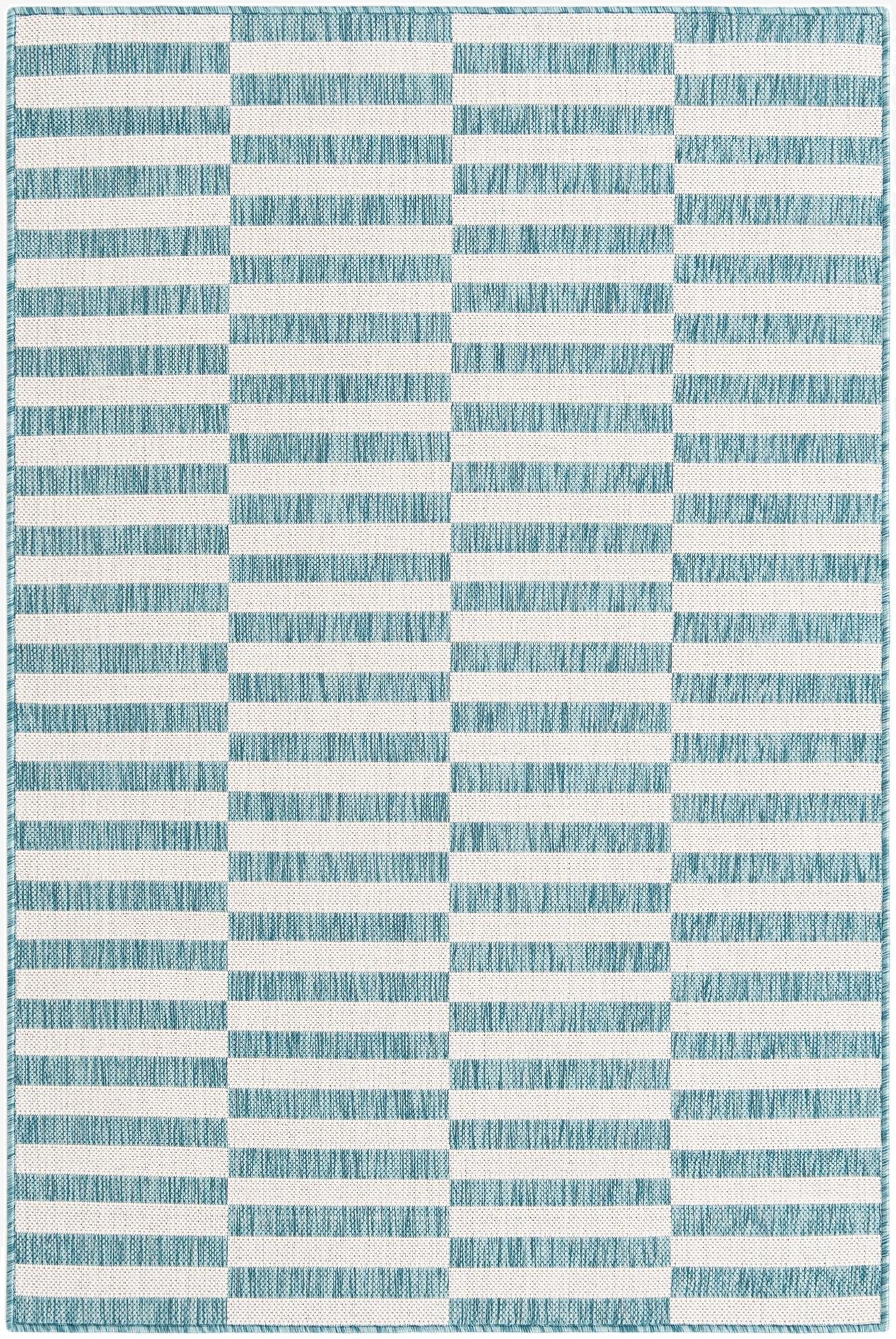 3' 9 x 5' 9  Washable Striped Indoor / Outdoor Rug