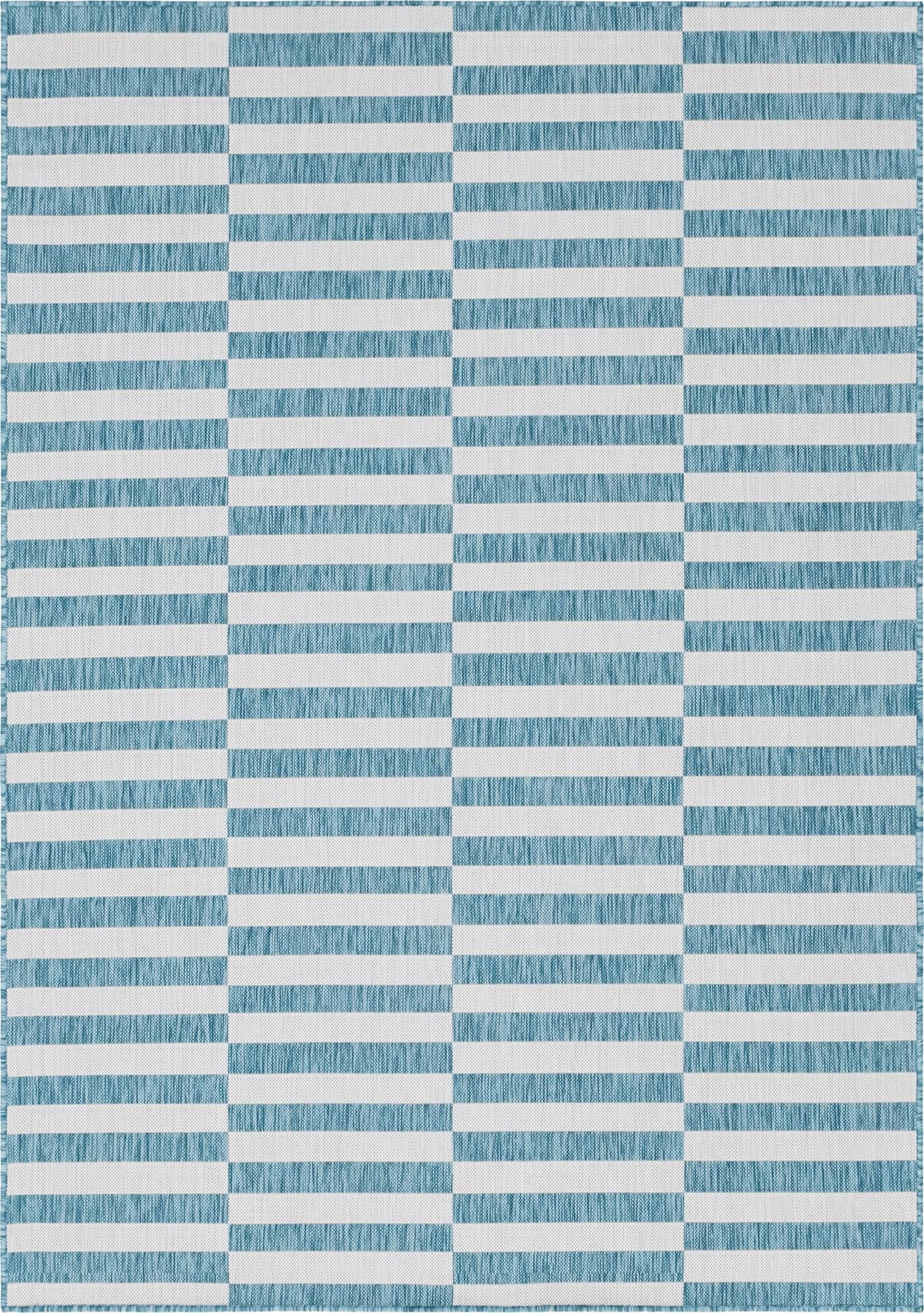 7' x 10'  Washable Striped Indoor / Outdoor Rug