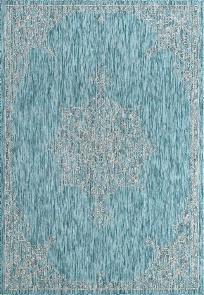 7' 10 x 11' Easy-Clean Traditional Indoor / Outdoor Rug