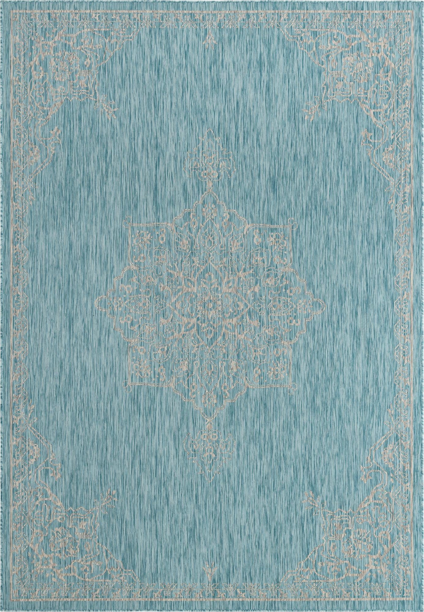 7' 10 x 11'  Washable Traditional Indoor / Outdoor Rug