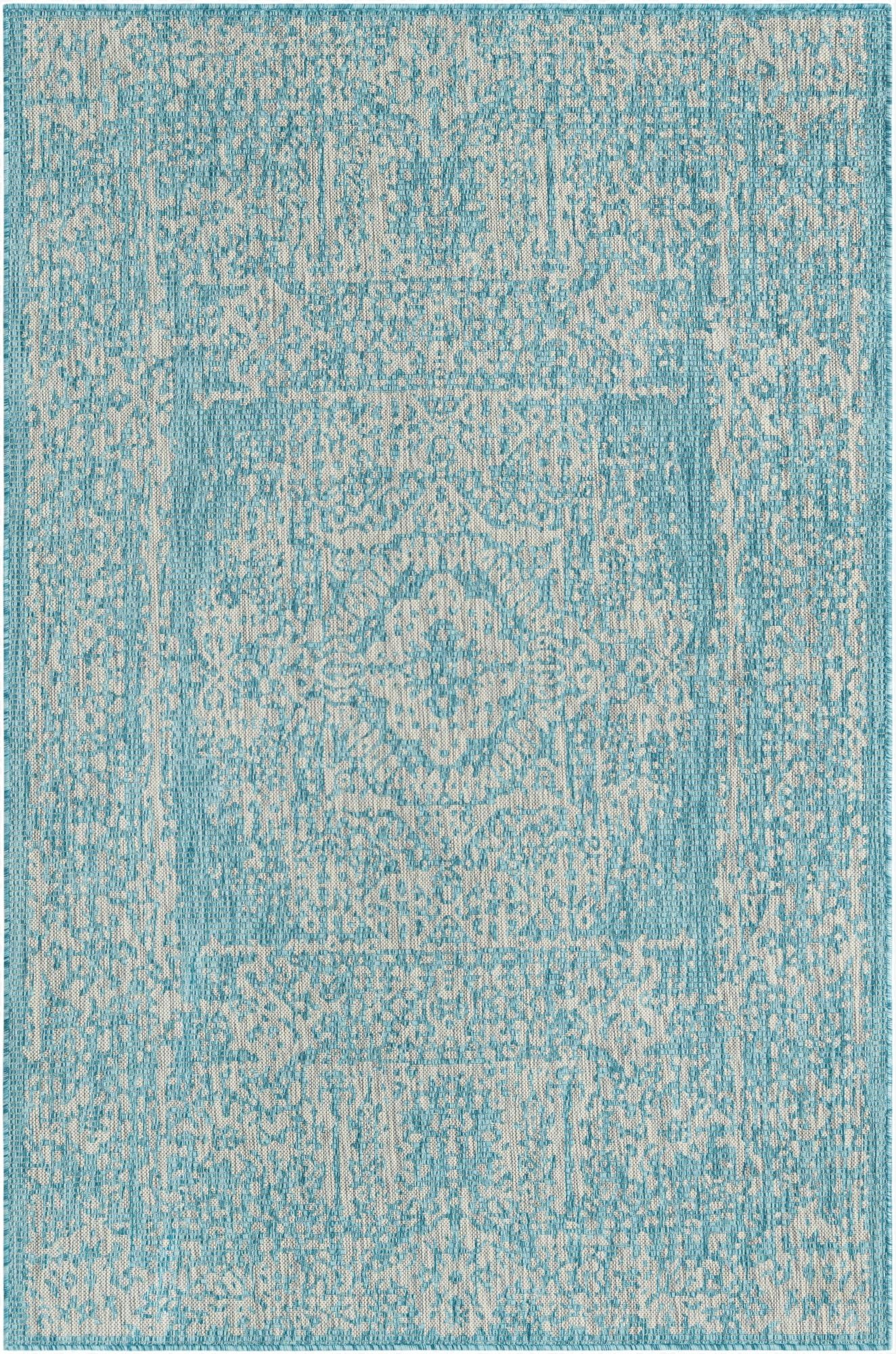 Primary image 5' 3 x 8'  Washable Traditional Indoor / Outdoor Rug