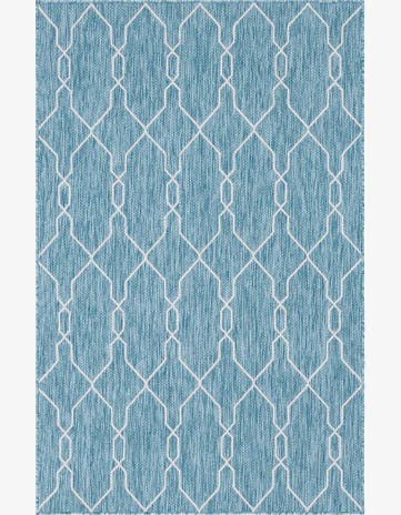 Light Aqua Easy-Clean Trellis Indoor / Outdoor Rug