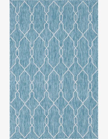 Light Aqua Easy-Clean Trellis Indoor / Outdoor Rug
