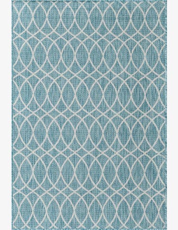 Light Aqua Easy-Clean Trellis Indoor / Outdoor Rug