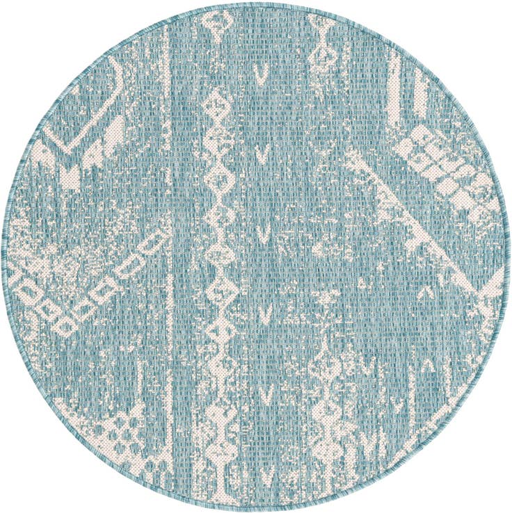 Detail image of 3' x 3' Easy-Clean Bohemian Indoor / Outdoor Round Rug