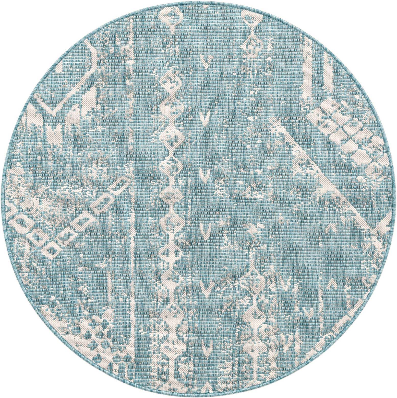 4' x 4' Easy-Clean Bohemian Indoor / Outdoor Round Rug