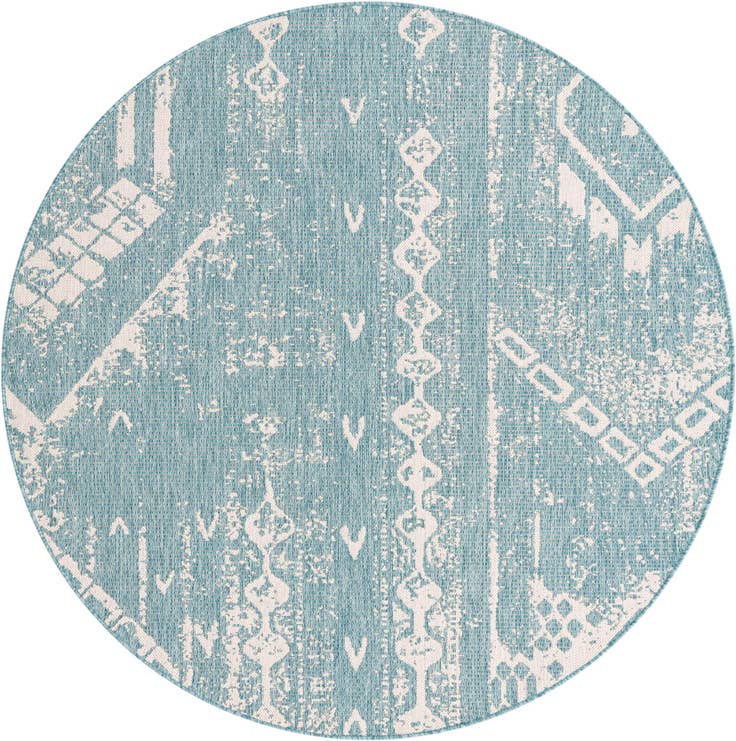Detail image of 6' x 6' Easy-Clean Bohemian Indoor / Outdoor Round Rug