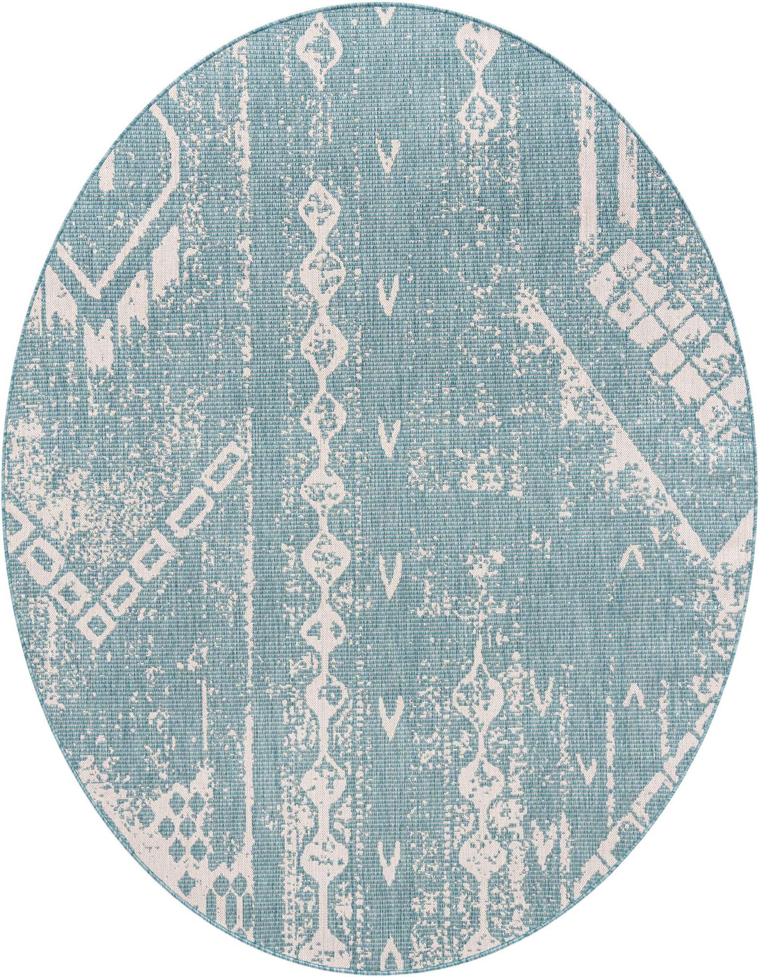 7' 10 x 7' 10 Easy-Clean Bohemian Indoor / Outdoor Round Rug