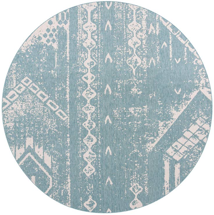 Detail image of 13' x 13' Easy-Clean Bohemian Indoor / Outdoor Round Rug