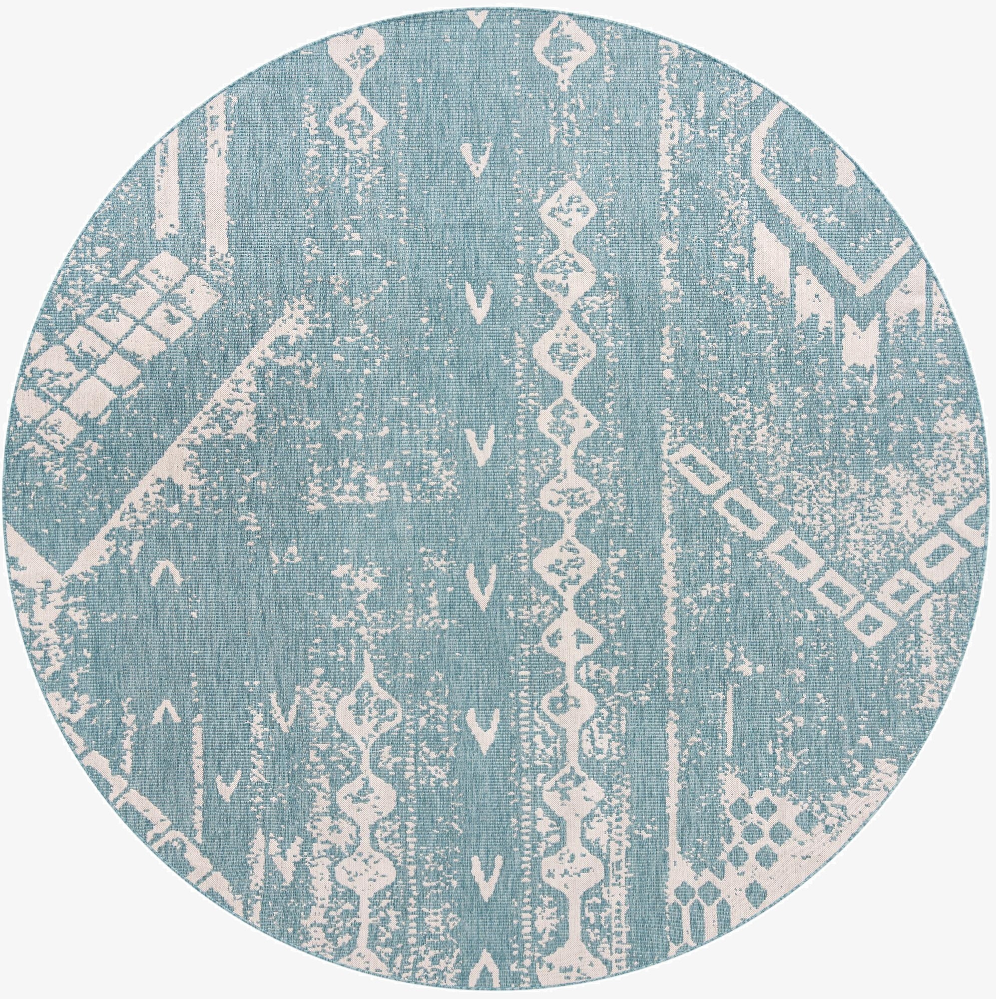 10' 8 x 10' 8  Washable Bohemian Indoor / Outdoor Round Rug