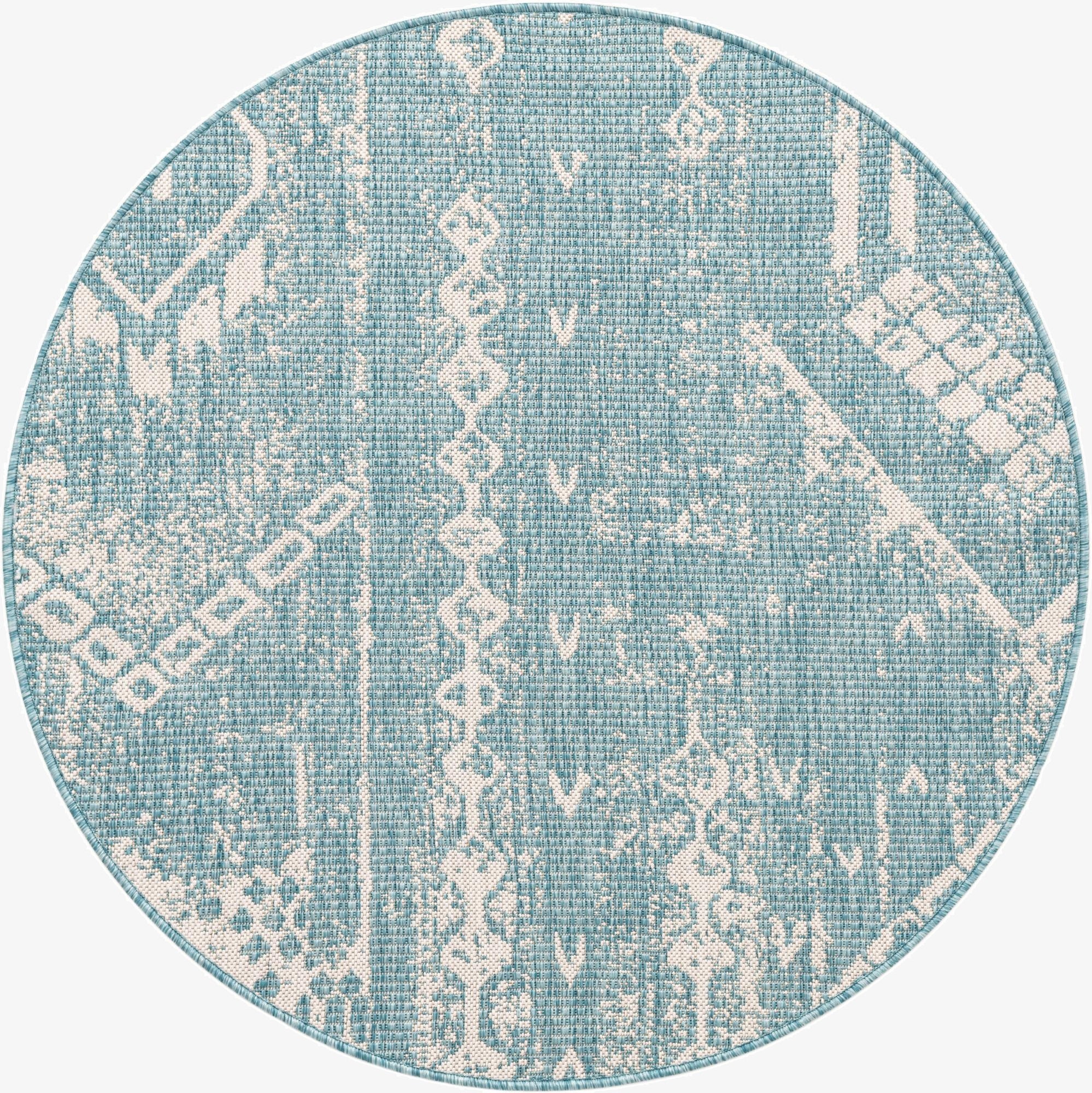 4' x 4'  Washable Bohemian Indoor / Outdoor Round Rug