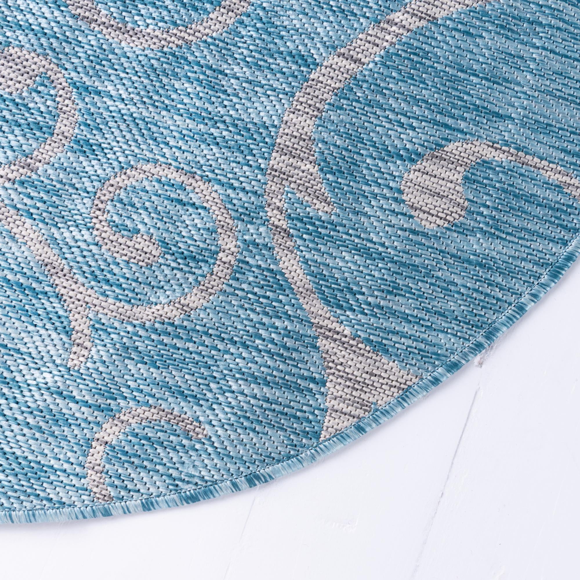 4' x 4' Easy-Clean Botanical Indoor / Outdoor Round Rug
