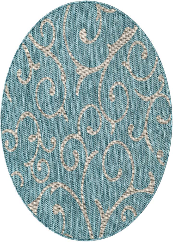 4' x 4' Easy-Clean Botanical Indoor / Outdoor Round Rug