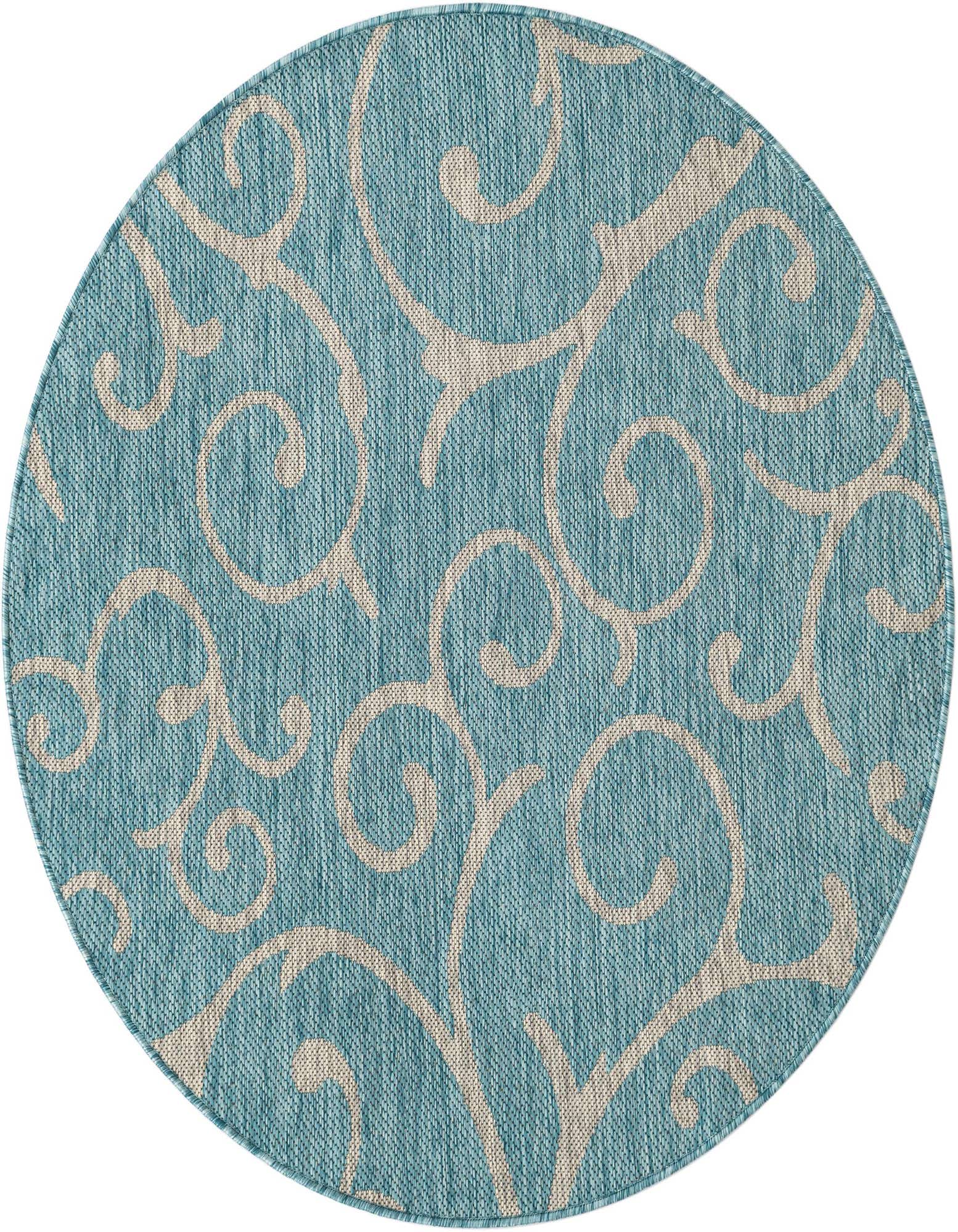 4' x 4' Easy-Clean Botanical Indoor / Outdoor Round Rug