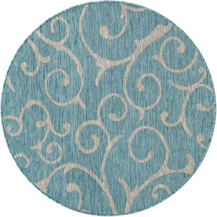4' x 4' Easy-Clean Botanical Indoor / Outdoor Round Rug