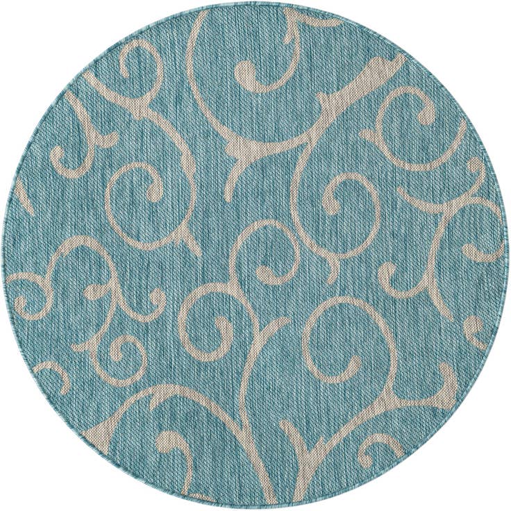 Detail image of 4' x 4' Easy-Clean Botanical Indoor / Outdoor Round Rug