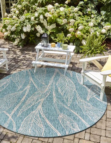 10' 8 x 10' 8 Easy-Clean Botanical Indoor / Outdoor Round Rug