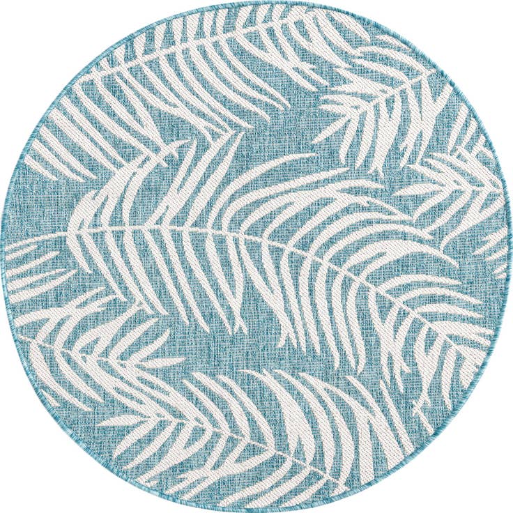 Detail image of 4' x 4' Easy-Clean Botanical Indoor / Outdoor Round Rug