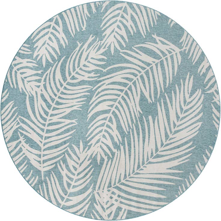 Detail image of 13' x 13' Easy-Clean Botanical Indoor / Outdoor Round Rug