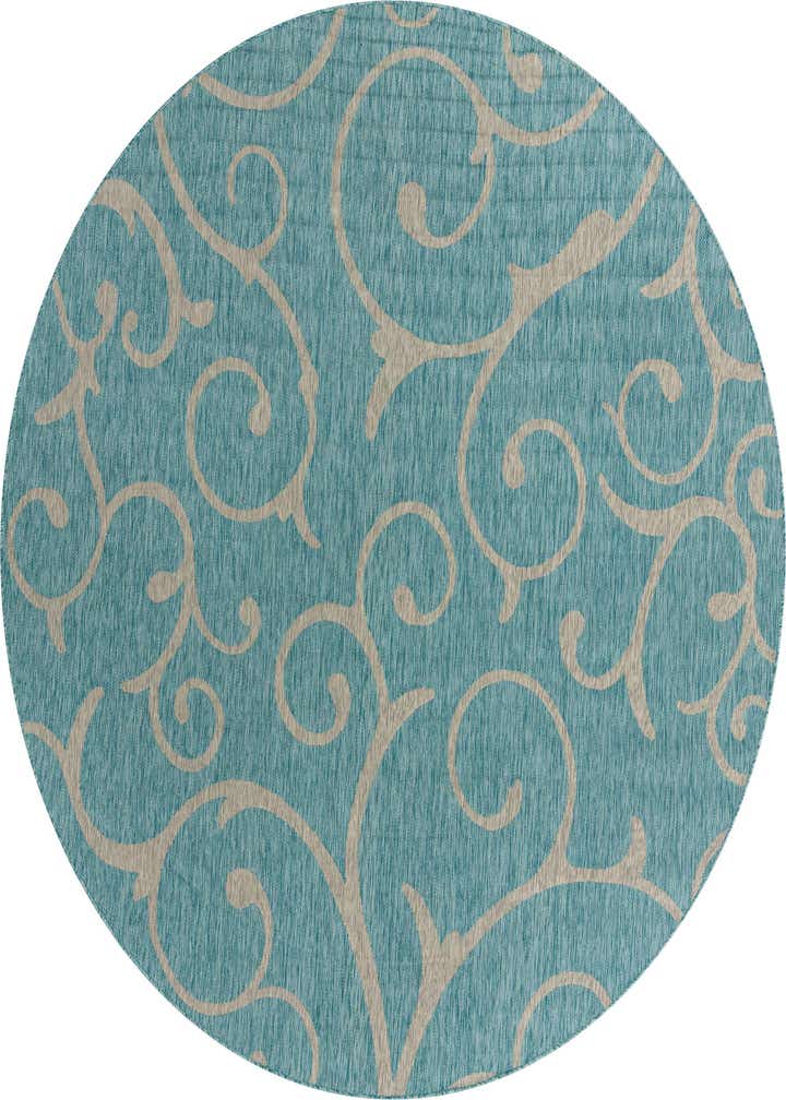 10' 8 x 10' 8 Easy-Clean Botanical Indoor / Outdoor Round Rug