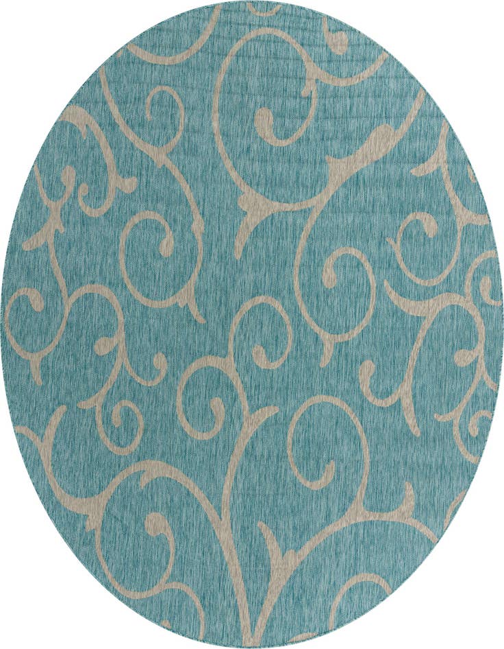 Detail image of 10' 8 x 10' 8 Easy-Clean Botanical Indoor / Outdoor Round Rug