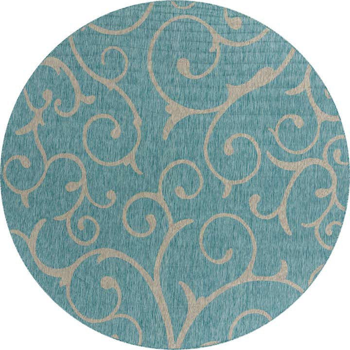 10' 8 x 10' 8 Easy-Clean Botanical Indoor / Outdoor Round Rug