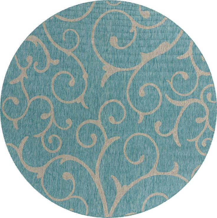 Detail image of 10' 8 x 10' 8 Easy-Clean Botanical Indoor / Outdoor Round Rug