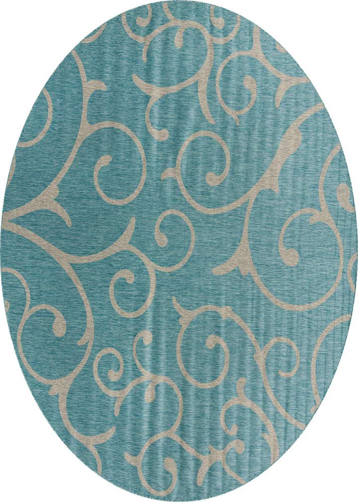 13' x 13' Easy-Clean Botanical Indoor / Outdoor Round Rug