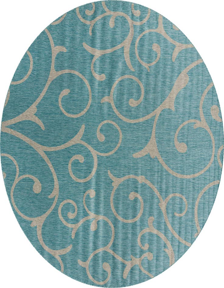 Detail image of 13' x 13' Easy-Clean Botanical Indoor / Outdoor Round Rug