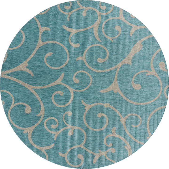 13' x 13' Easy-Clean Botanical Indoor / Outdoor Round Rug