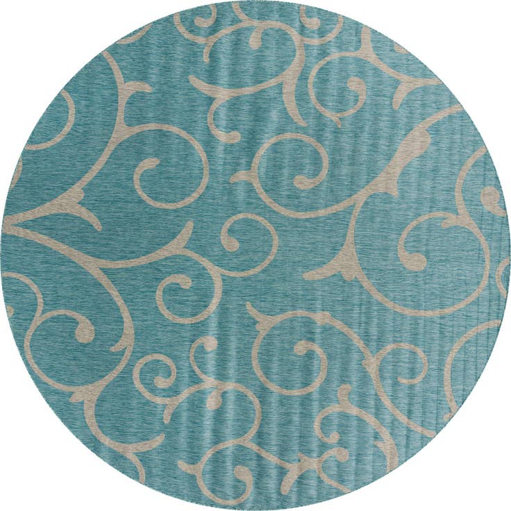 Detail image of 13' x 13' Easy-Clean Botanical Indoor / Outdoor Round Rug