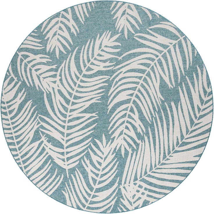 Detail image of 10' x 10' Easy-Clean Botanical Indoor / Outdoor Round Rug