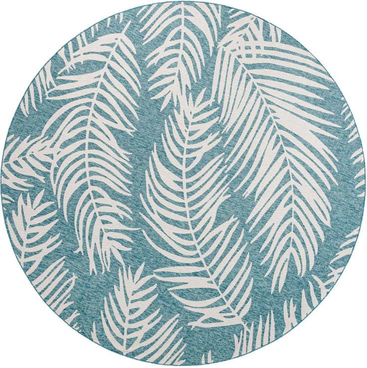 Detail image of 12' x 12' Easy-Clean Botanical Indoor / Outdoor Round Rug