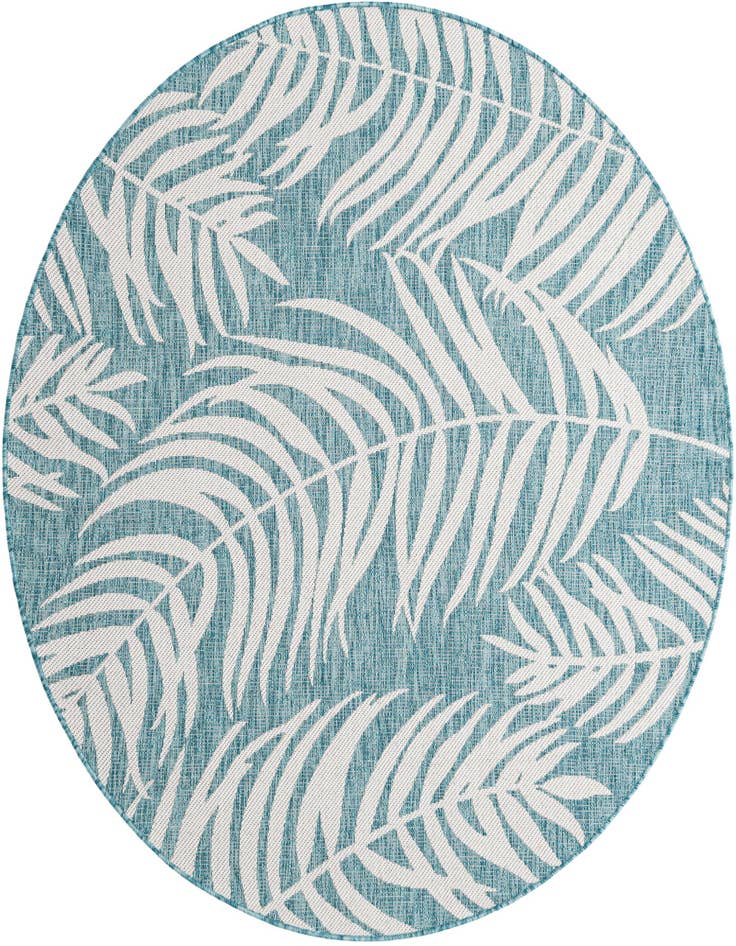 Detail image of 6' x 6' Easy-Clean Botanical Indoor / Outdoor Round Rug