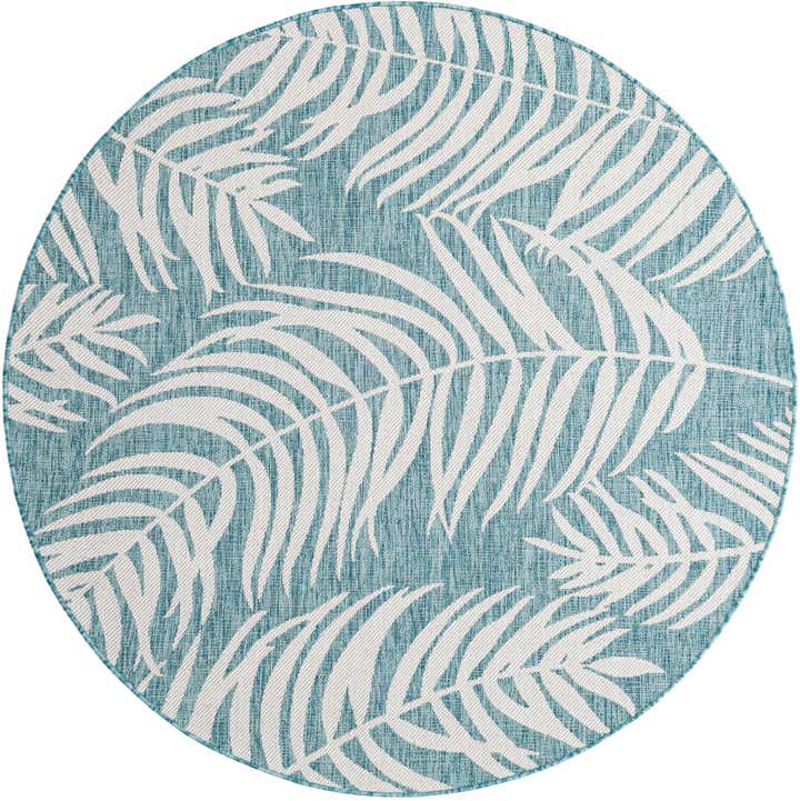 6' x 6' Easy-Clean Botanical Indoor / Outdoor Round Rug