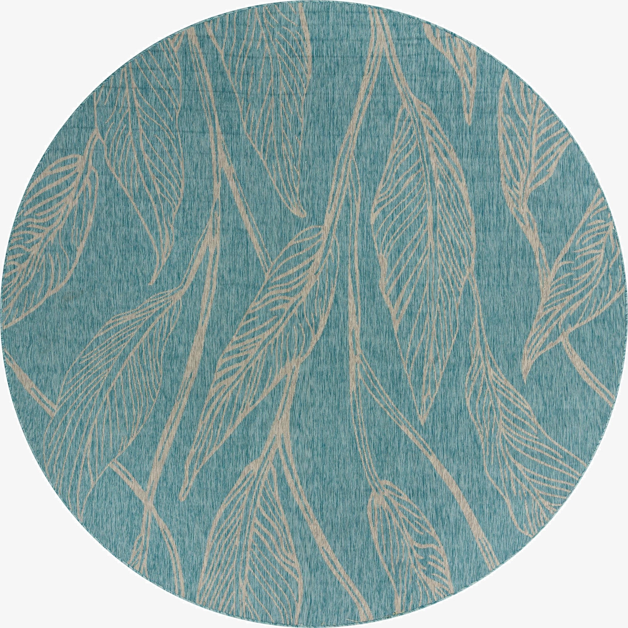 10' 8 x 10' 8  Washable Botanical Indoor / Outdoor Round Rug