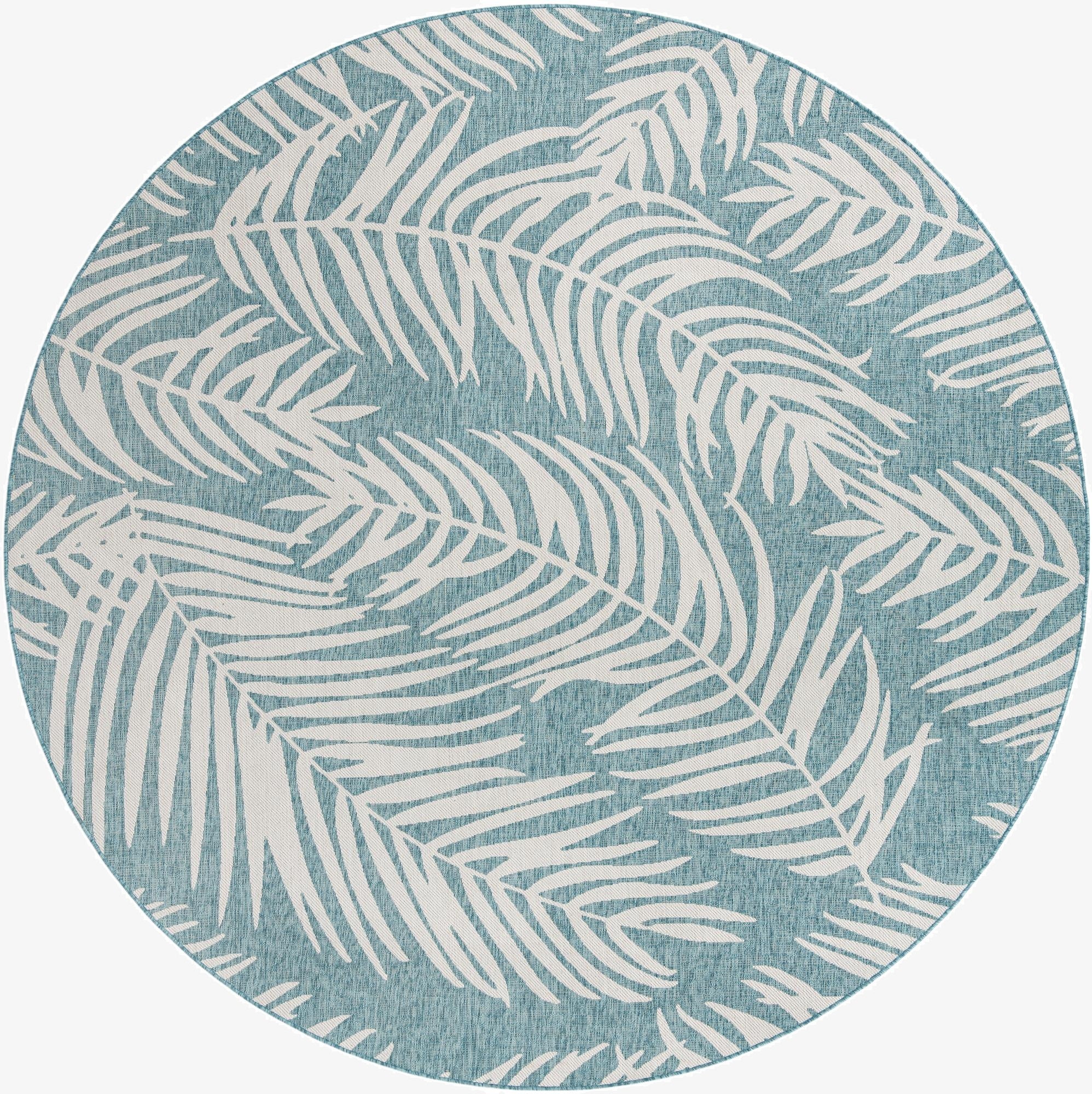 10' 8 x 10' 8  Washable Botanical Indoor / Outdoor Round Rug