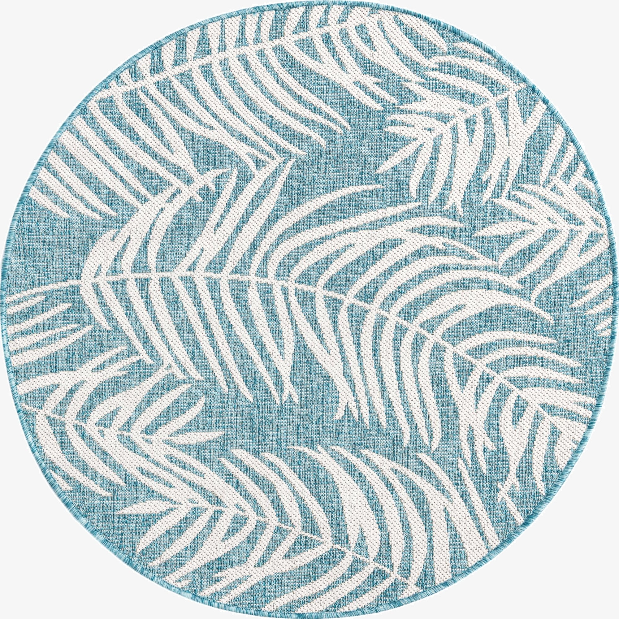 4' x 4'  Washable Botanical Indoor / Outdoor Round Rug