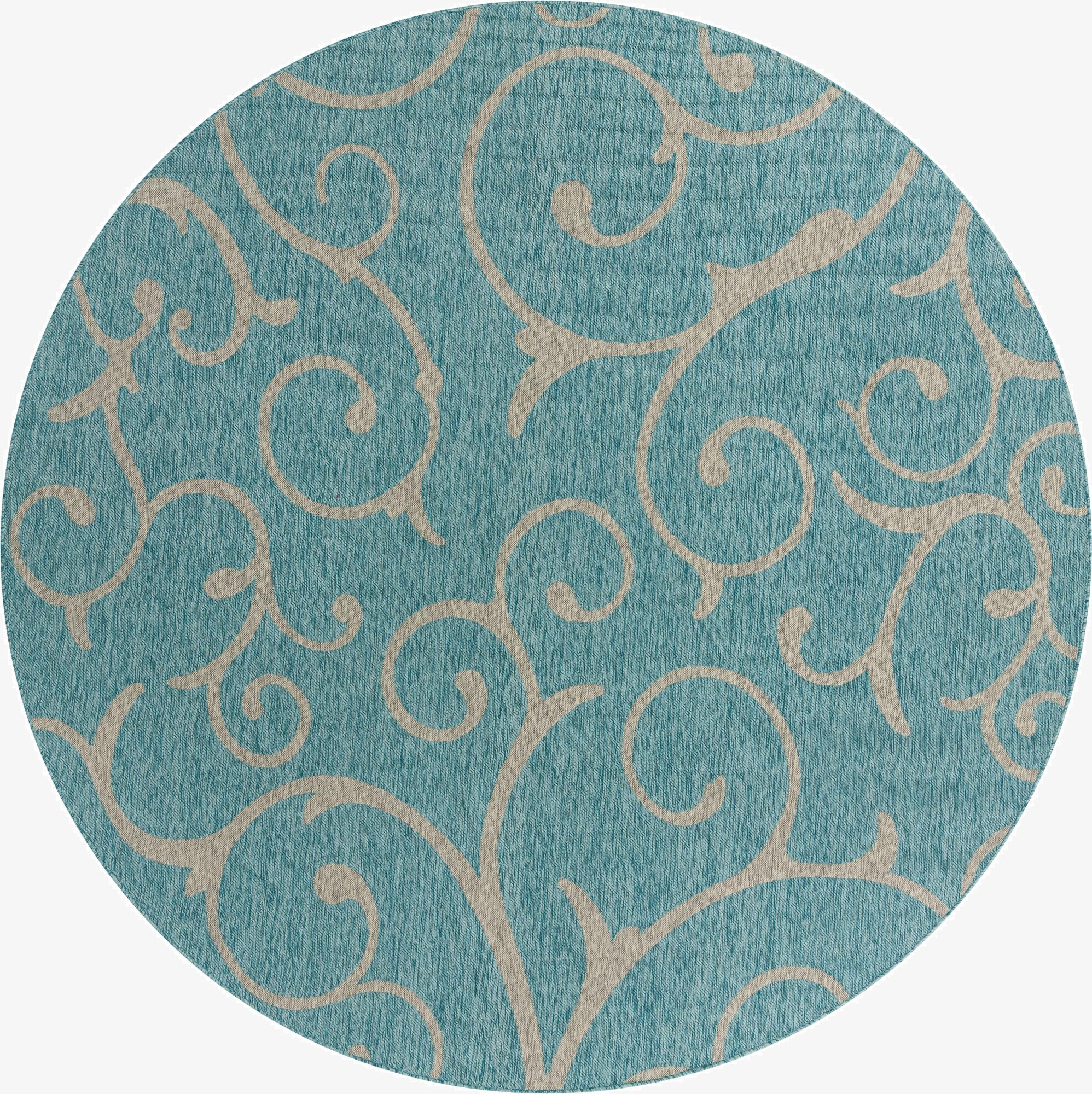 10' 8 x 10' 8  Washable Botanical Indoor / Outdoor Round Rug