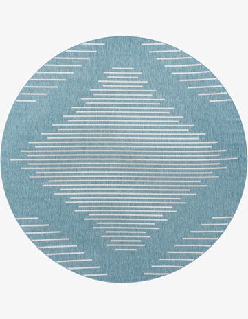 Light Aqua Easy-Clean Modern Indoor / Outdoor Round Rug