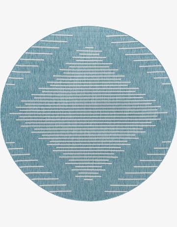 Light Aqua Easy-Clean Modern Indoor / Outdoor Round Rug