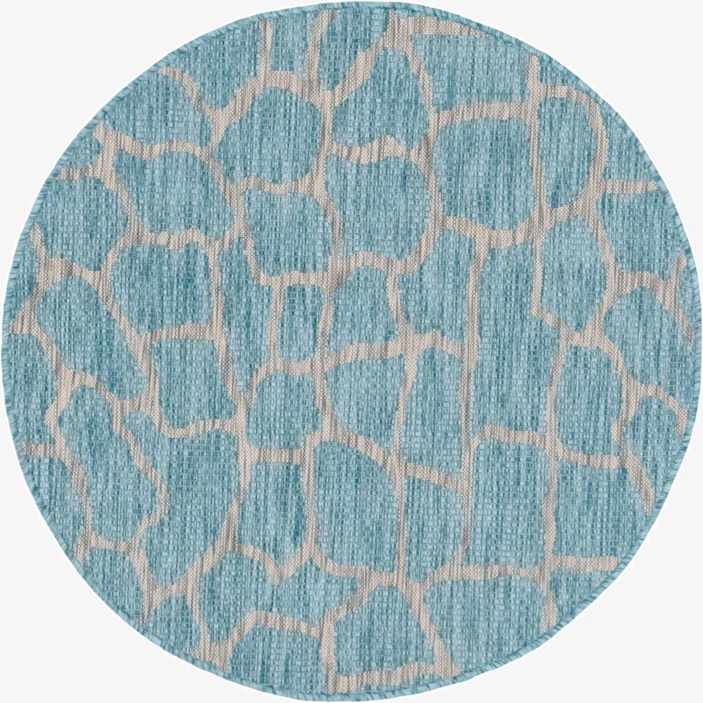 4' x 4'  Washable Safari Indoor / Outdoor Round Rug