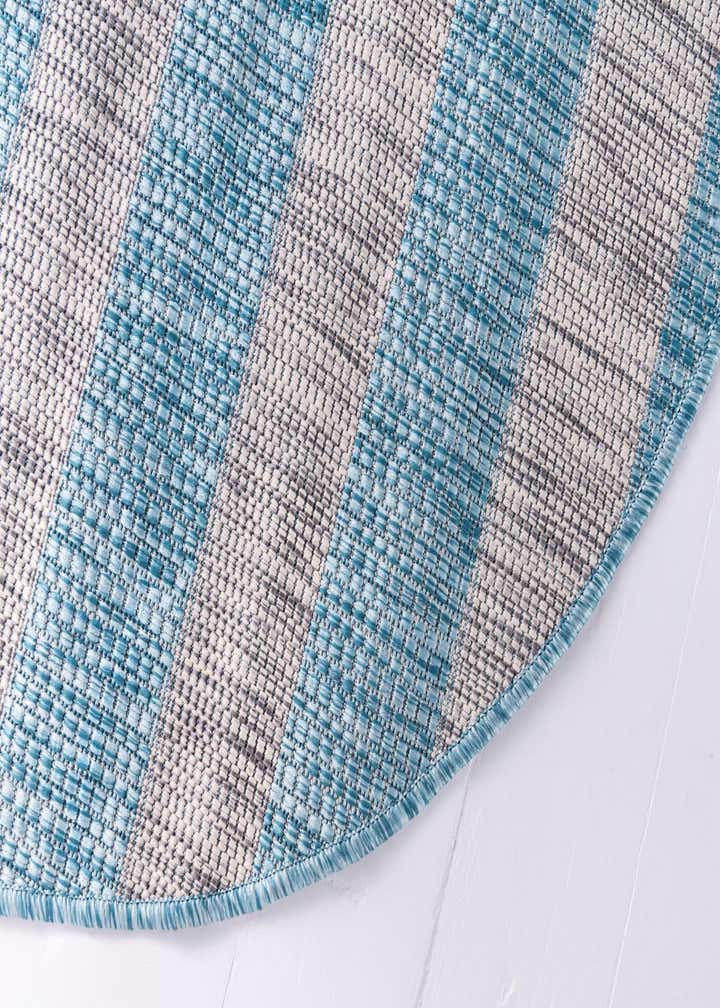 4' x 4' Easy-Clean Striped Indoor / Outdoor Round Rug