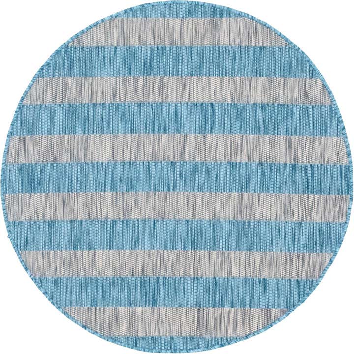 4' x 4' Easy-Clean Striped Indoor / Outdoor Round Rug