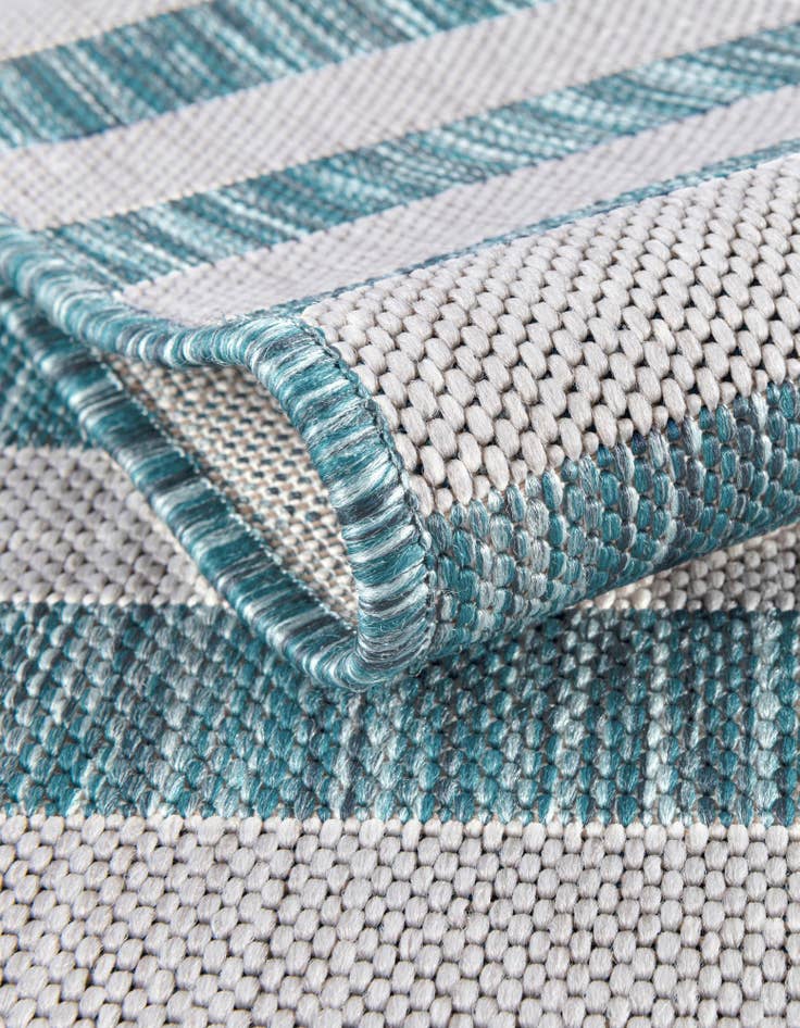 Detail image of 4' x 4'  Washable Striped Indoor / Outdoor Round Rug