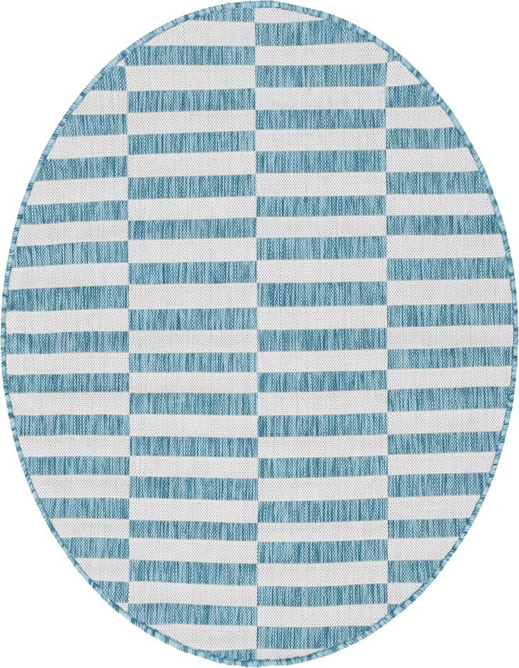 Detail image of 4' x 4' Easy-Clean Striped Indoor / Outdoor Round Rug