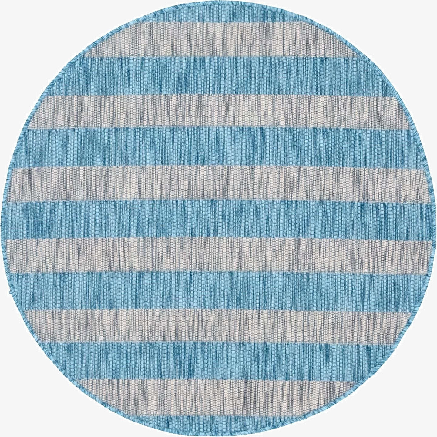 4' x 4'  Washable Striped Indoor / Outdoor Round Rug