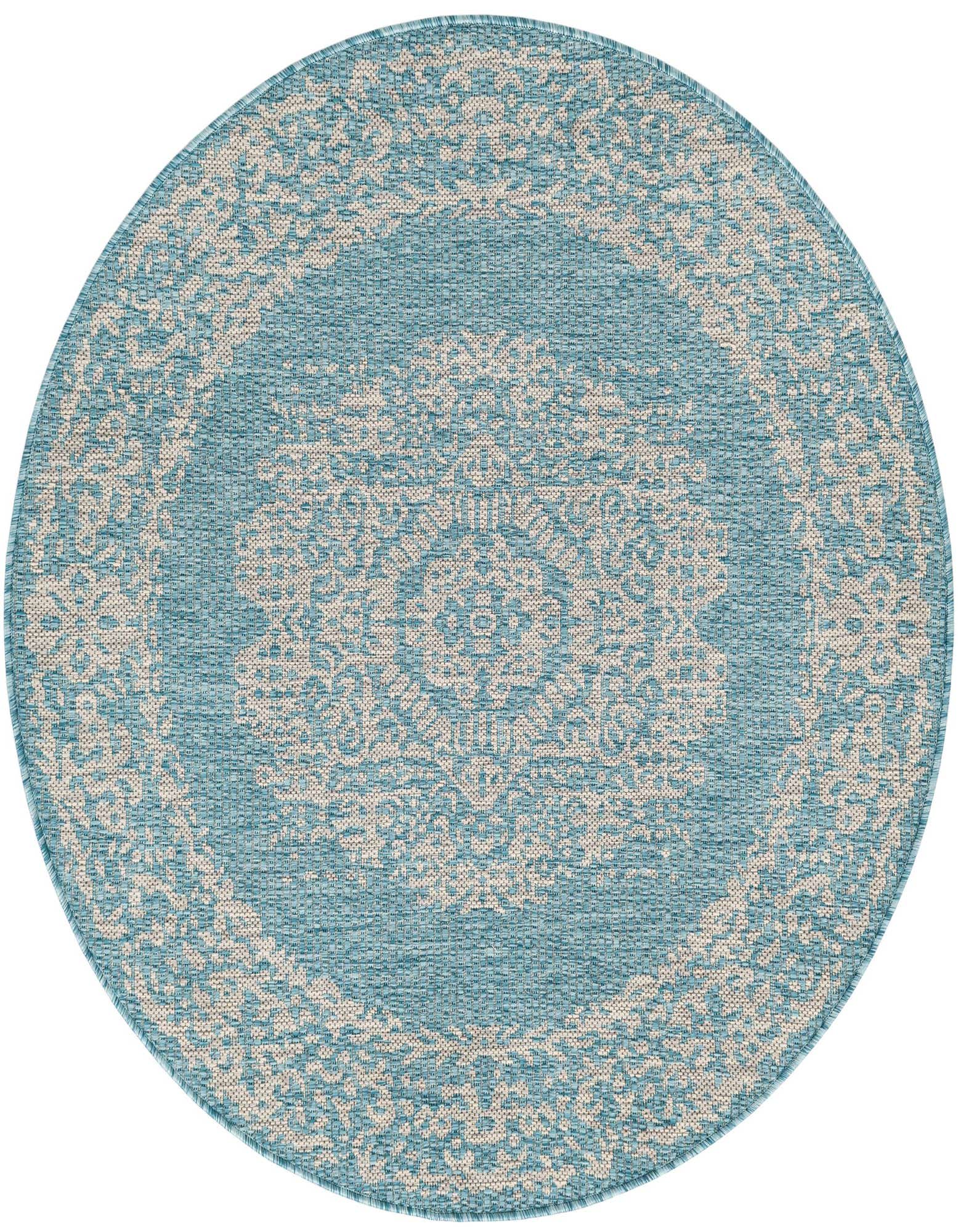 4' x 4' Easy-Clean Traditional Indoor / Outdoor Round Rug