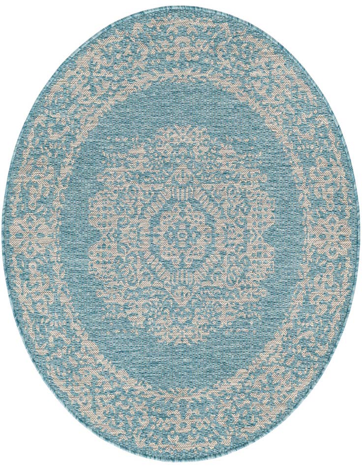 Detail image of 4' x 4' Easy-Clean Traditional Indoor / Outdoor Round Rug